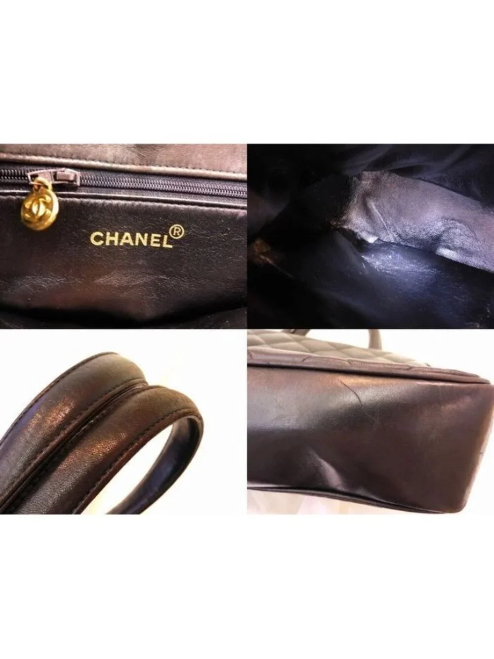 Chanel Handbag Quilted Lambskin Big CC Logo Gold Black